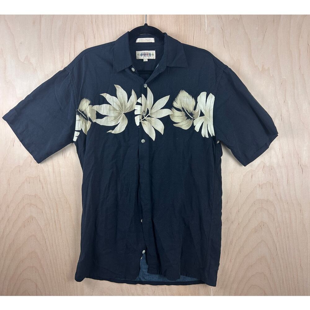 Men’s Campia Moda Hawaiian Shirt Navy Floral Rayon Small‎